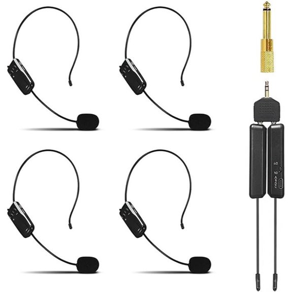Wireless Microphone System for 4 People with Headset & Handheld