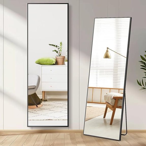 DUMOS Full-Length Mirror with Stand and Aluminum Frame