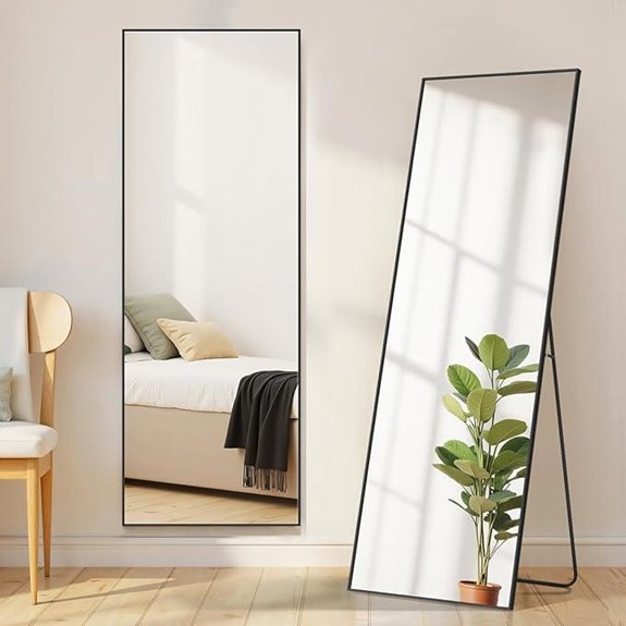 Upgraded Full-Length Wall Mirror with Stand and Frame