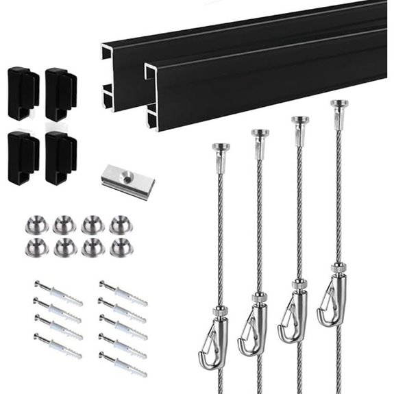 Gallery Picture Hanging System with Rails and Hooks