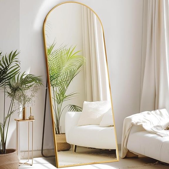 Sweetcrispy 64 Arched Full Length Mirror Gold