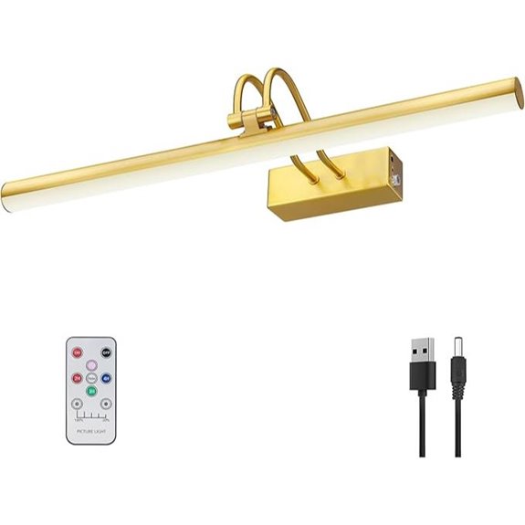 Gold Cordless Picture Light with Timer and Dimmable Features