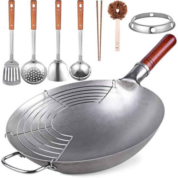 Carbon Steel Hammered Wok Set with Accessories