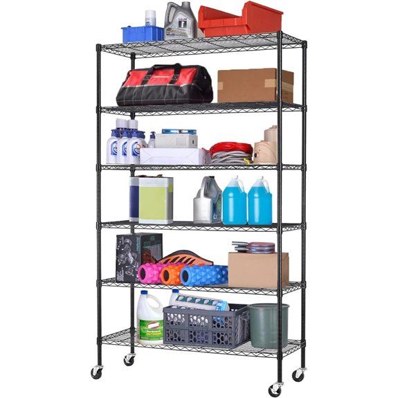 Industrial 6-Shelf Wire Shelving Unit Black 2100Lbs Capacity