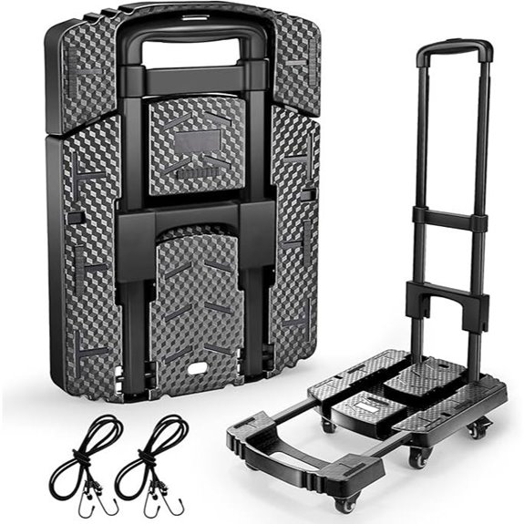 Folding Hand Truck 500lbs with Ropes and Wheels