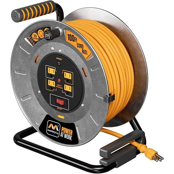 Masterplug 100ft Metal Cord Reel with Outlets