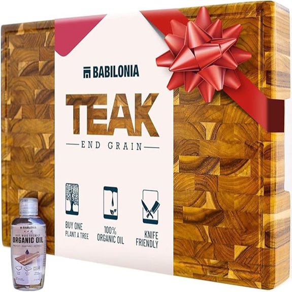 Teak Cutting Board 19.7x12.2 Heavy Duty Butcher Block