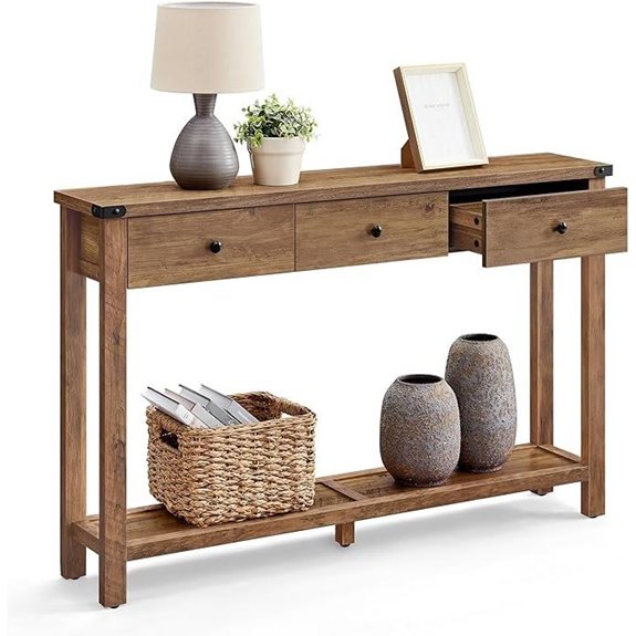 honey brown console table
