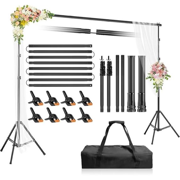 Backdrop Stand 10x6.6ft with Crossbars and Clamps