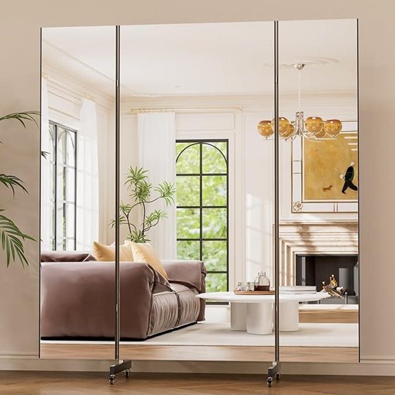 Brisafe 67x63 Folding Full-Length Mirror with Wheels