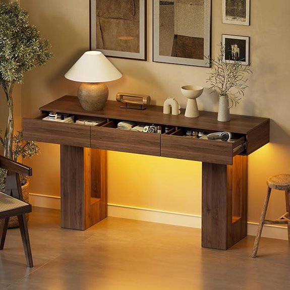 PAKASEPT 63-Inch Console Table with LED Lights