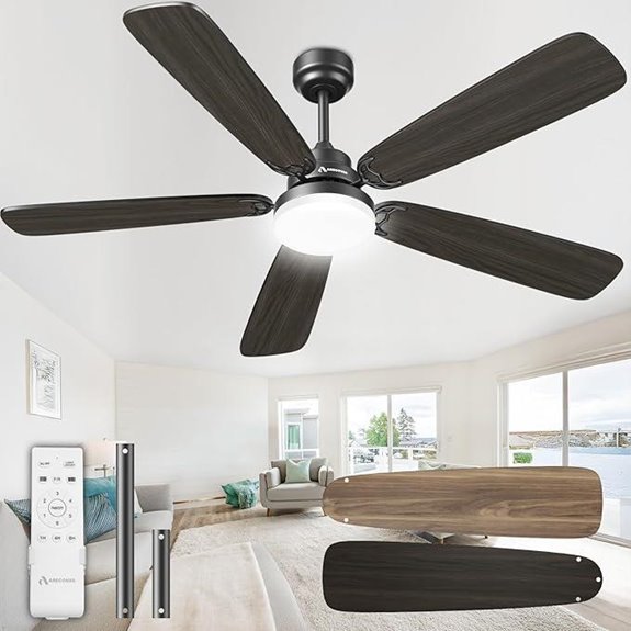 52-Inch Modern Ceiling Fan with Lights and Remote