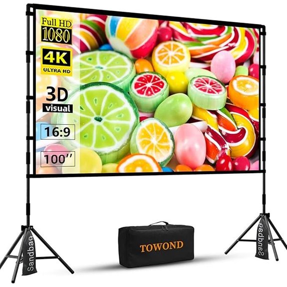 TOWOND 100-Inch Portable Outdoor Projector Screen