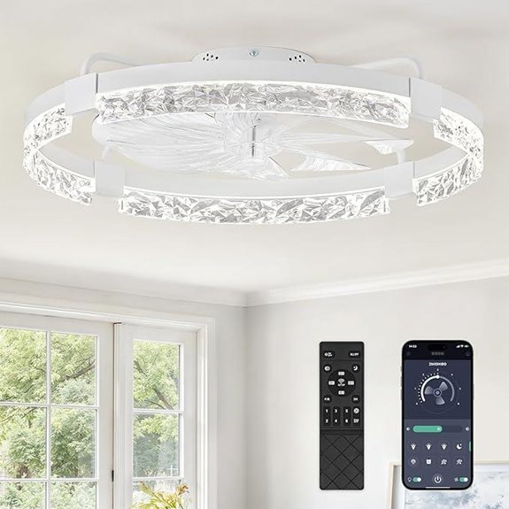 ZMISHIBO 24-Inch Low Profile Ceiling Fan with Light