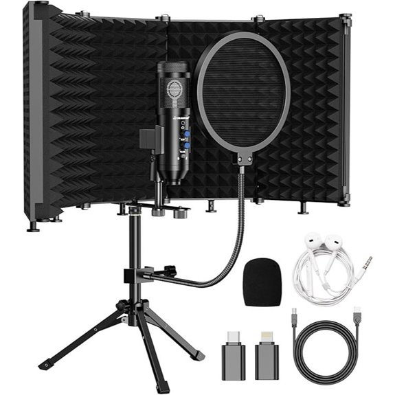 Upgraded Studio Microphone with Isolation Shield & Pop Filter