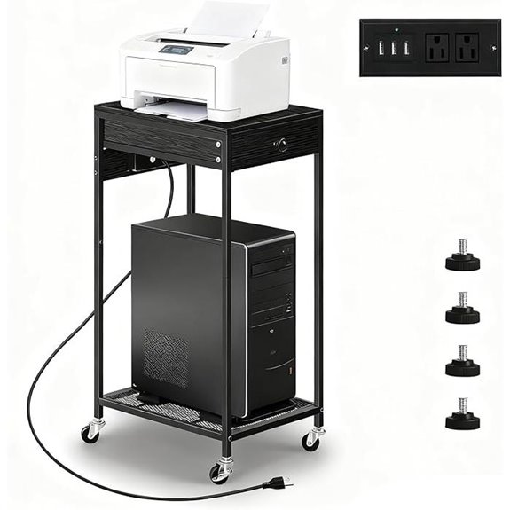 Vrisa Printer Stand with Storage and Wheels