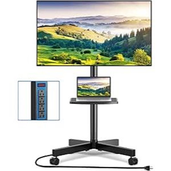 Rfiver Mobile TV Cart with Adjustable Height and Wheels