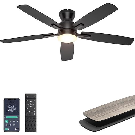 Ohniyou 52 Modern Ceiling Fan with Light & Remote