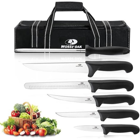 Mossy Oak 6-Piece Kitchen Knife Set with Roll Bag