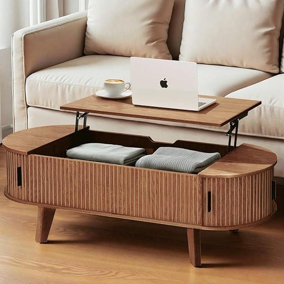 Oval Lift-Top Coffee Table with Storage