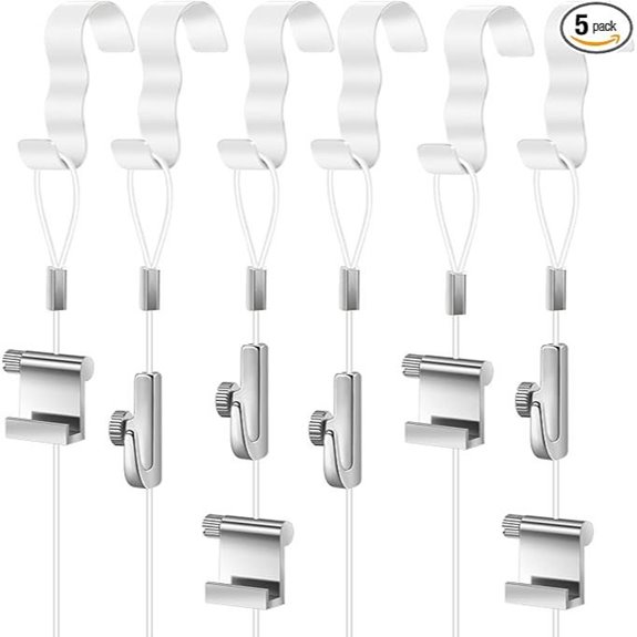 Dunzy 5Pcs Picture Rail Hanging Kit with Hooks