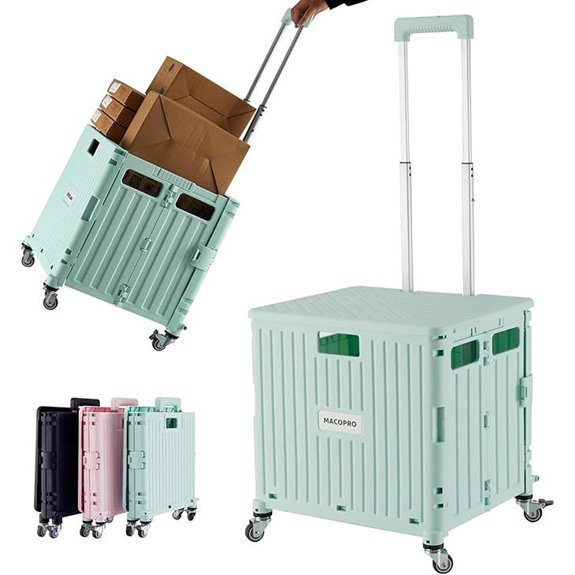 Folding Utility Cart with Wheels and Lid