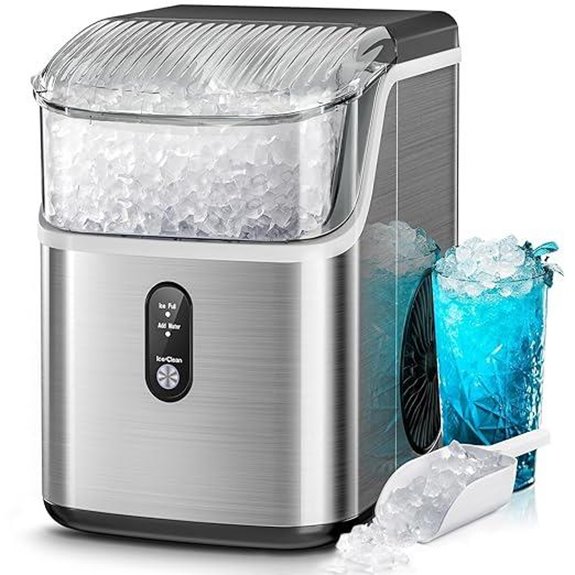 Kismile Nugget Ice Maker Countertop Portable Self-Cleaning