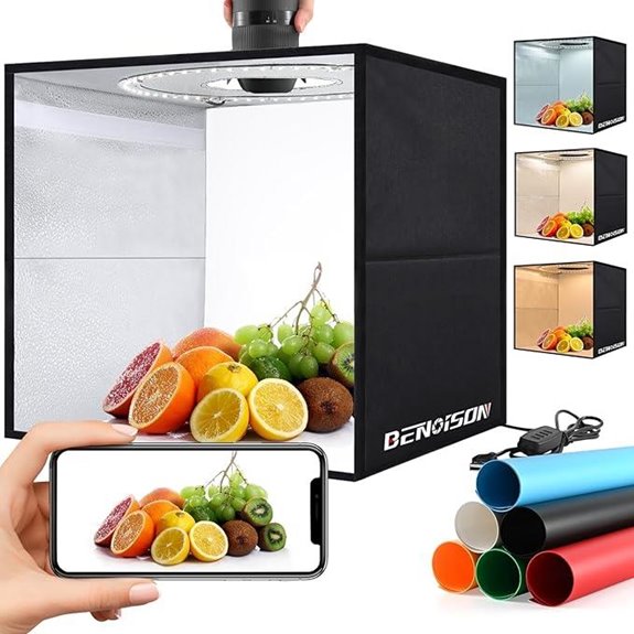 Portable Light Box for Photography with LEDs & Backdrops