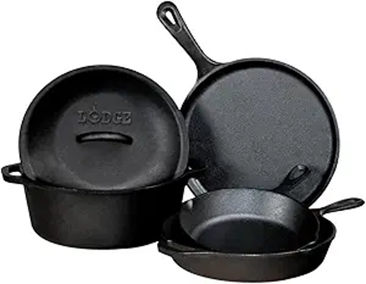 Lodge Pre-Seasoned Cast Iron 5 Piece Set Black