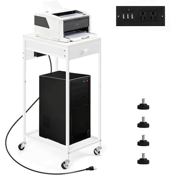 Vrisa Printer Stand with Drawer and Storage Shelf