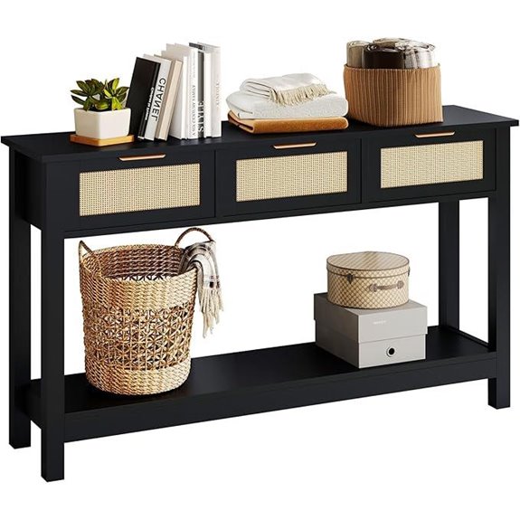 rattan drawer entryway table