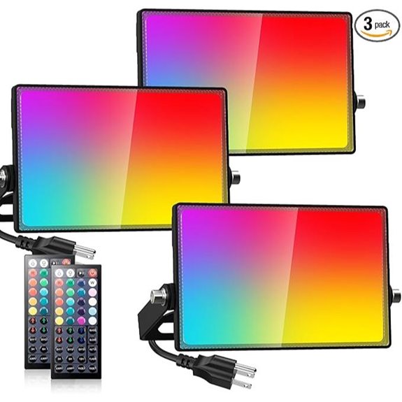 Onforu RGB LED Flood Light 3-Pack with Remote