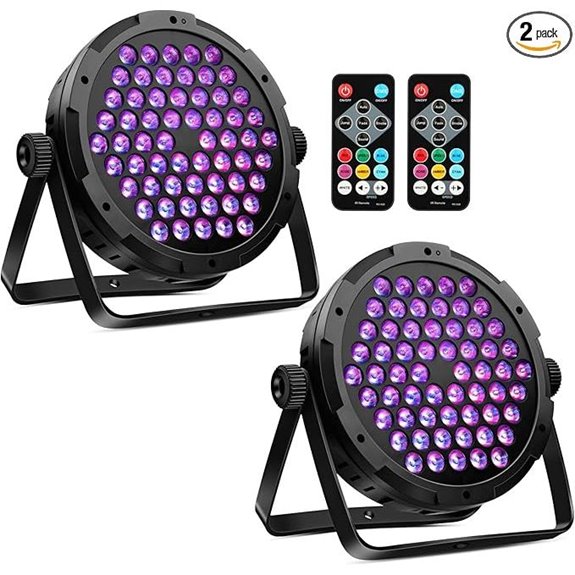 60LED RGB Par Lights 2Pack with Remote and DMX