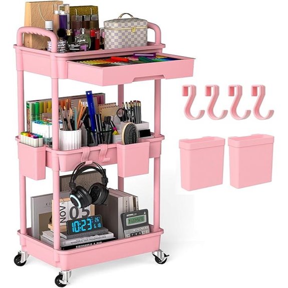3-Tier Rolling Utility Cart with Drawer