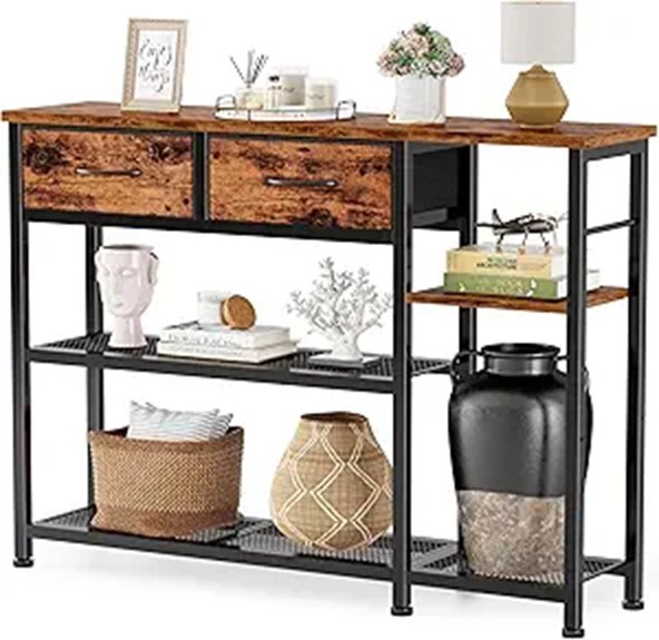 Furnulem 44 Rustic Entryway Console with Shelves