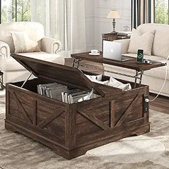 Large Farmhouse Lift Top Coffee Table with Storage