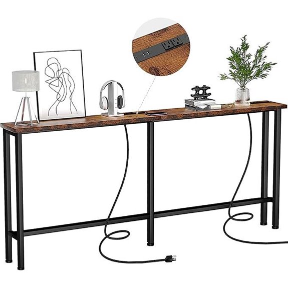 rustic sofa table with outlets