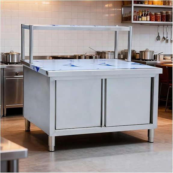 Workbench with Sliding Door Shelf and Countertop