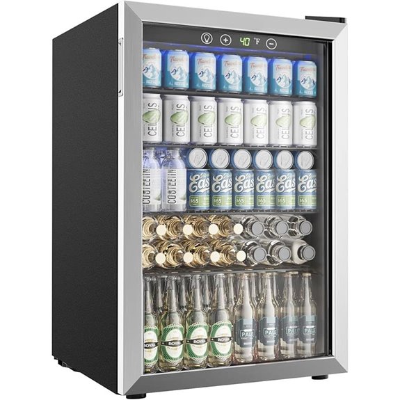 EUHOMY 4.5 Cu.ft Beverage Refrigerator with Glass Door
