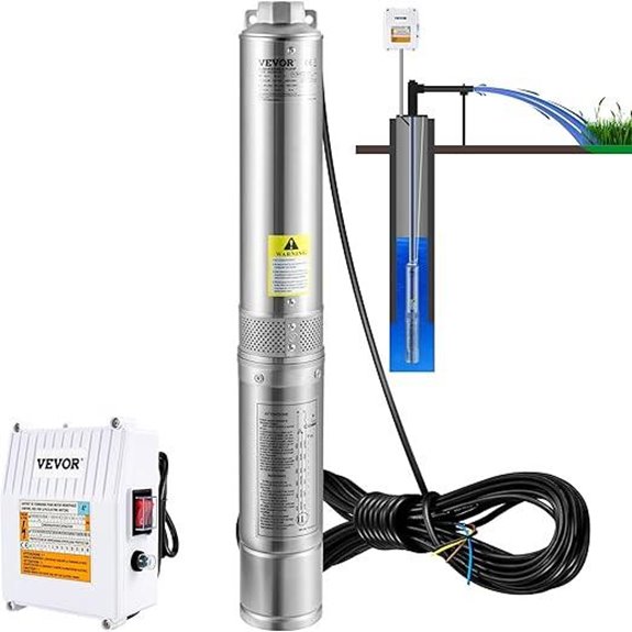VEVOR 3HP Submersible Pump Stainless Steel 37 GPM