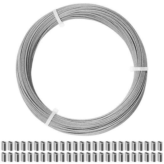Stainless Steel Wire Rope 100FT with Crimping Sleeves