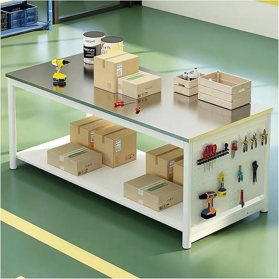 Double-Layer Stainless Steel Work Table with Shelving
