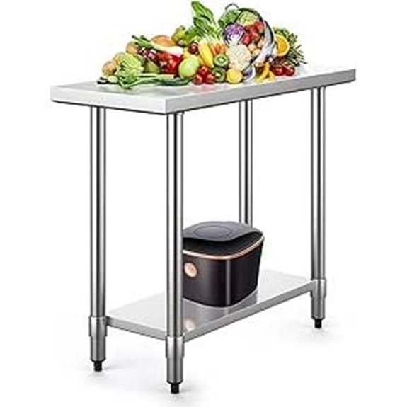 WATERJOY 36x24 Stainless Steel Work Table with Shelf