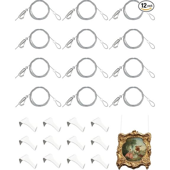 Picture Hanging Kit with Hooks Cable Steel and Nylon