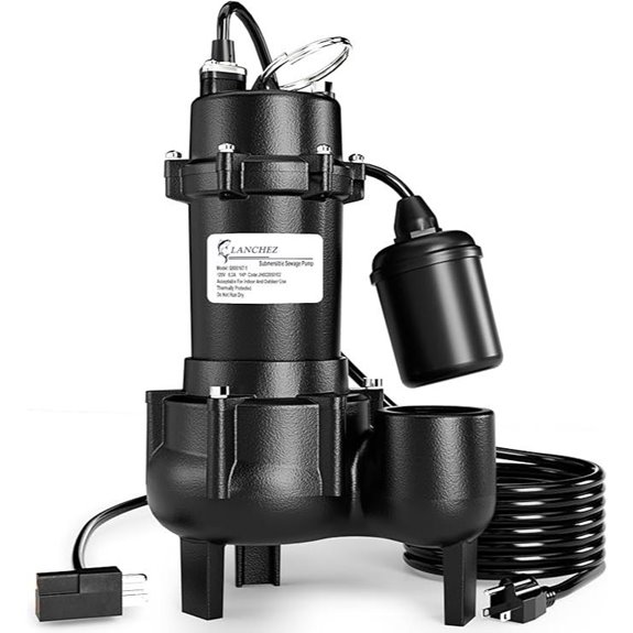 LANCHEZ 1HP Submersible Sewage Pump with Float