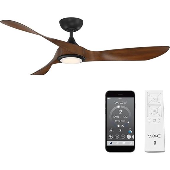 WAC Lighting Swirl 3-Blade Aluminum Smart Ceiling Fan in Matte Black/Brown