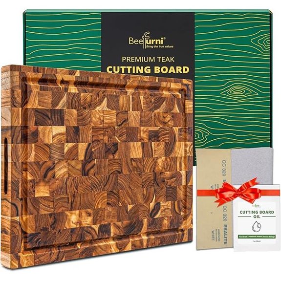 BEEFURNI Teak Wood Cutting Board with Juice Groove