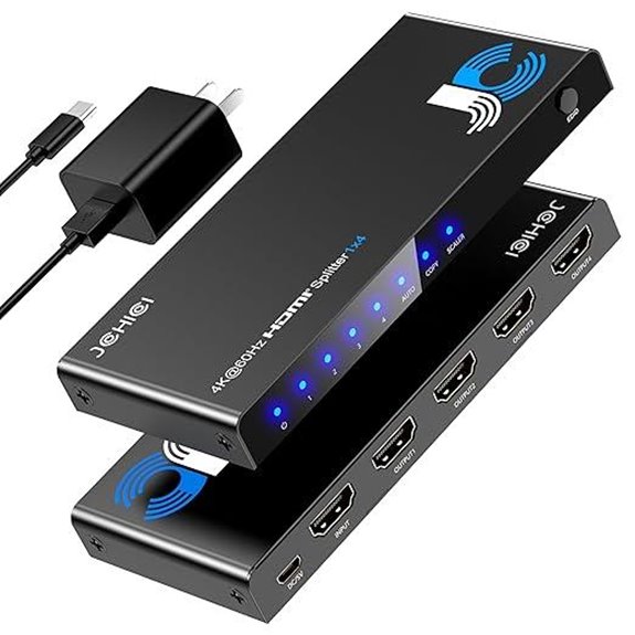 4K HDMI Splitter 1x4 for Gaming and Home Theater