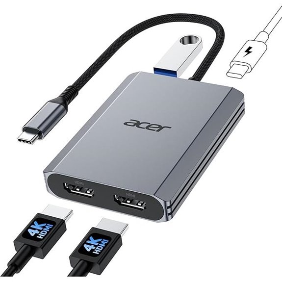 Acer USB-C Dual HDMI Adapter with 4K and 100W PD