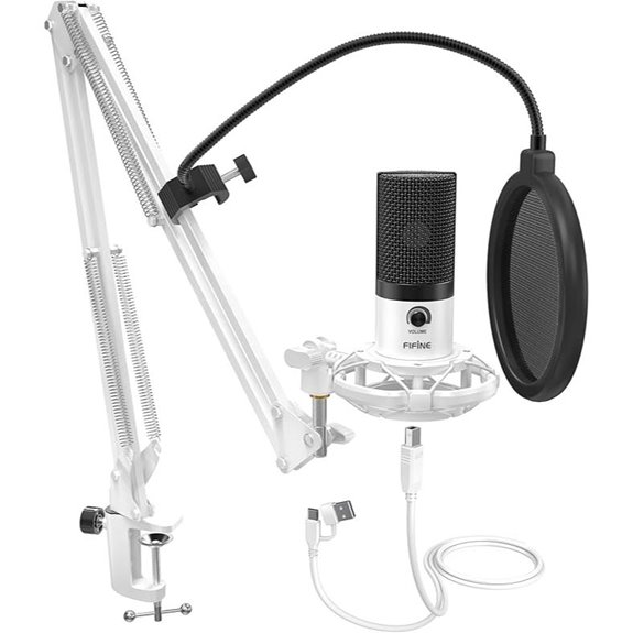 FIFINE USB Microphone Kit with Boom Arm